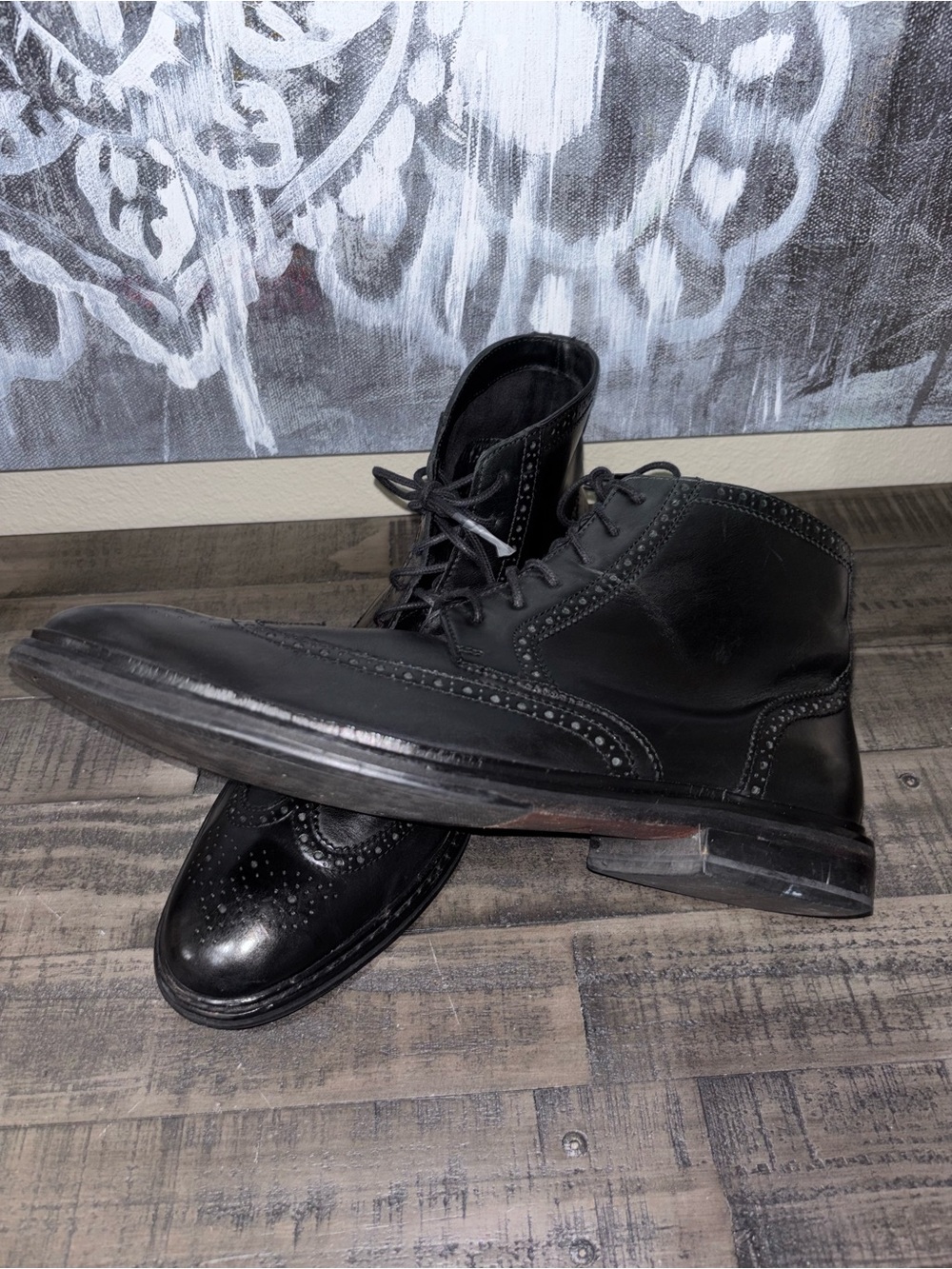 Men's Cole Haan Air Colton LEATHER Wingtip Ankle BOOTS 12M - Picture 4 of 13